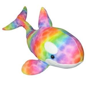 SeaWorld Orca Whale Plush Kids Rainbow Tie Dye Shamu 2019 Excellent Condition